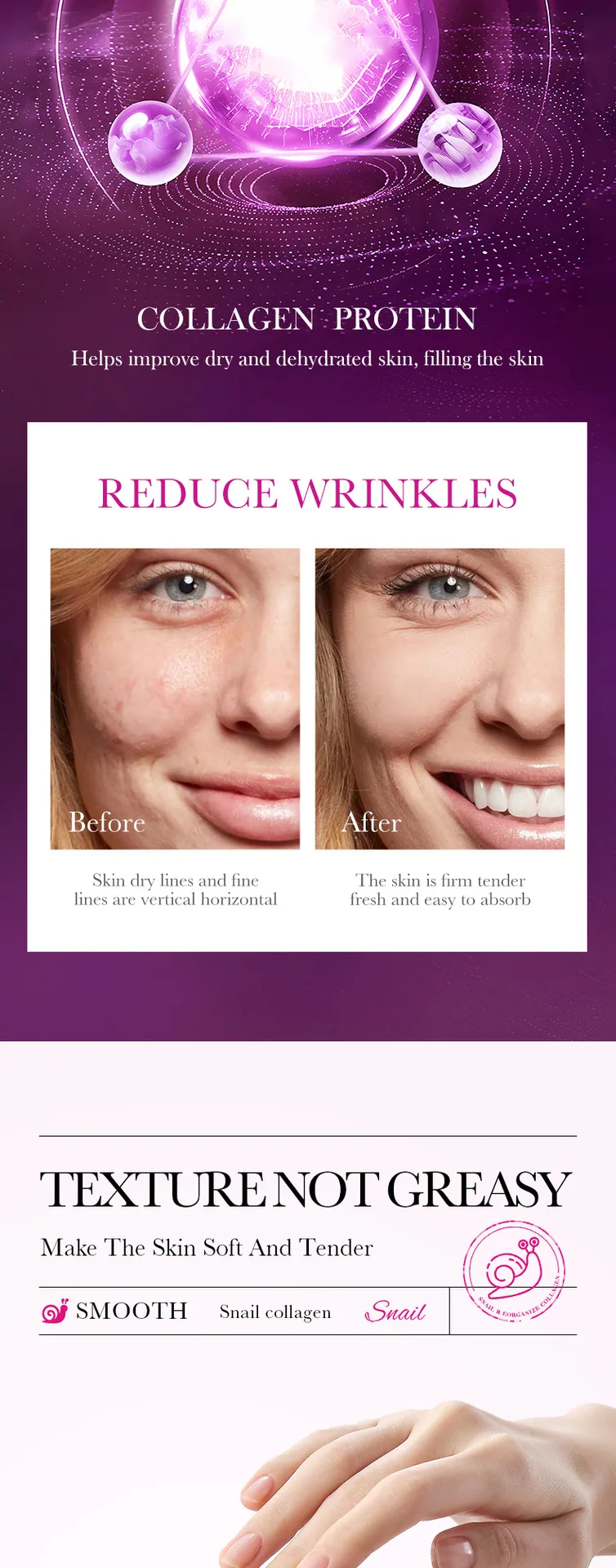 SADOER Snail Recombinant Collagen face cream is available in various specifications and styles, moisturizing and skin care fa