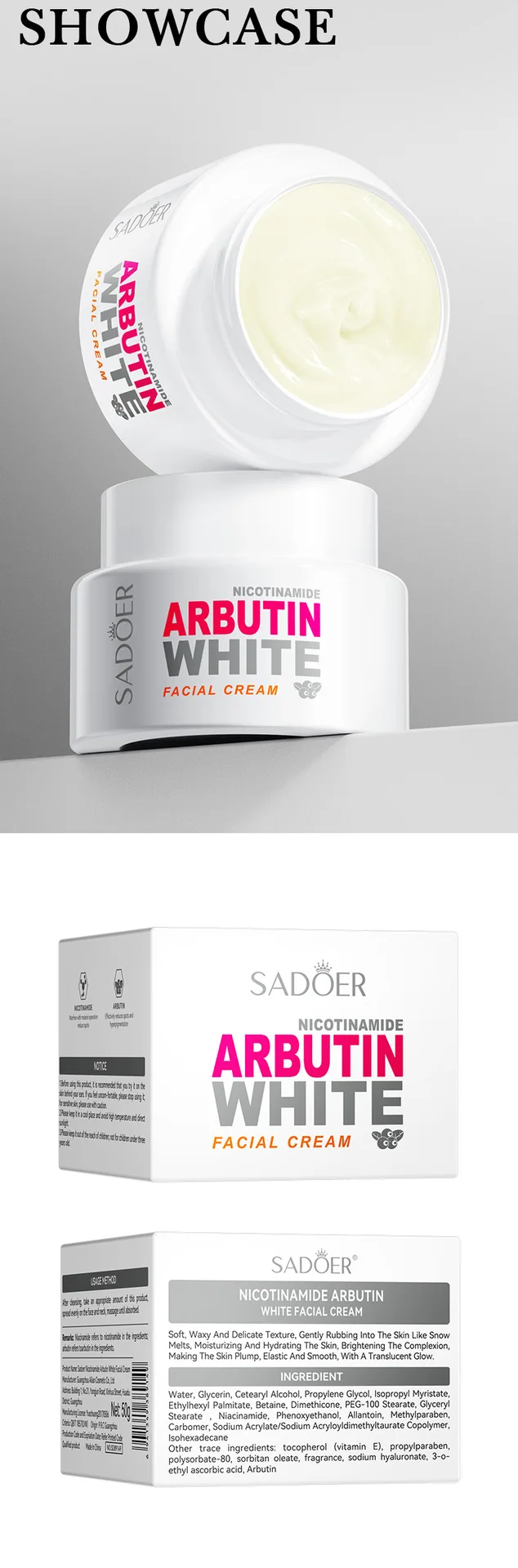 The use steps of SADOER whitening essence cream show the scene of the morning and evening skin care process of nicotinamide e