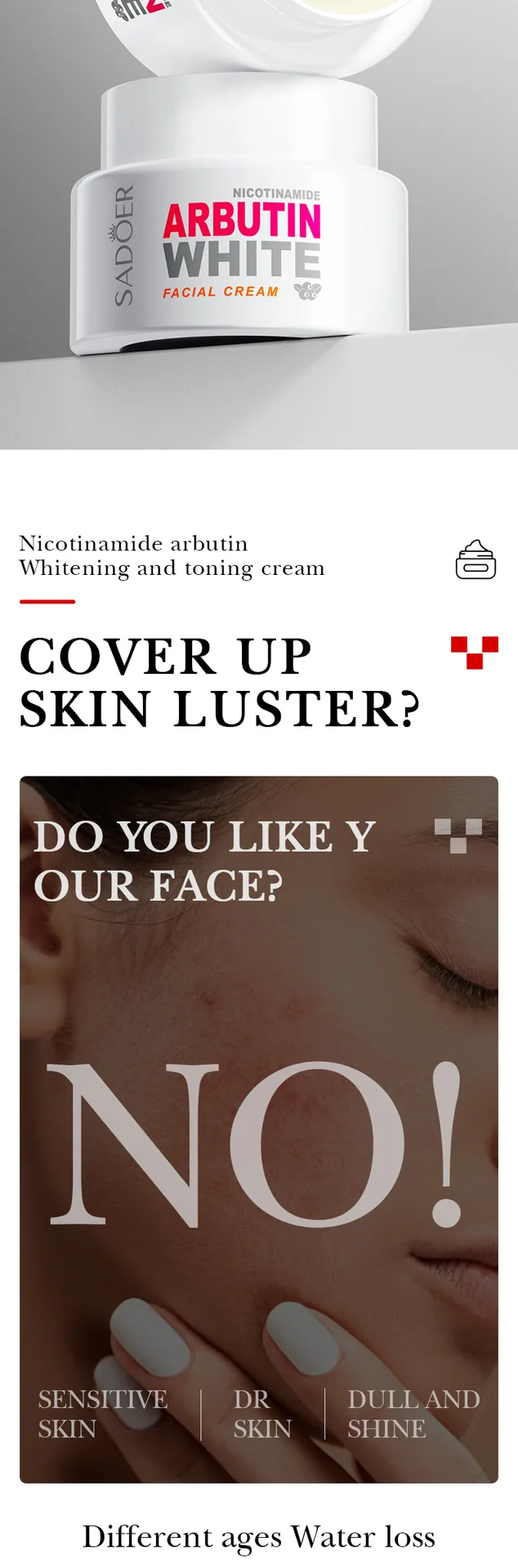 Comparison of multiple specifications and styles of SADOER Nicotinamide essence Cream Cross border wholesale optional skin ca