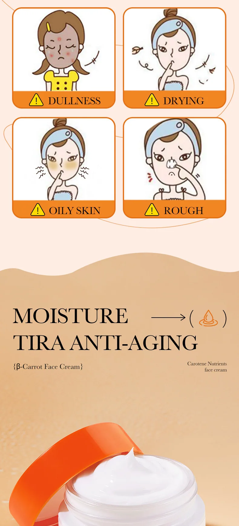 Use Scenes of SADOER Beta Carrot face cream Facial Body Care Moisturizing Nourishing Cross border Wholesale English