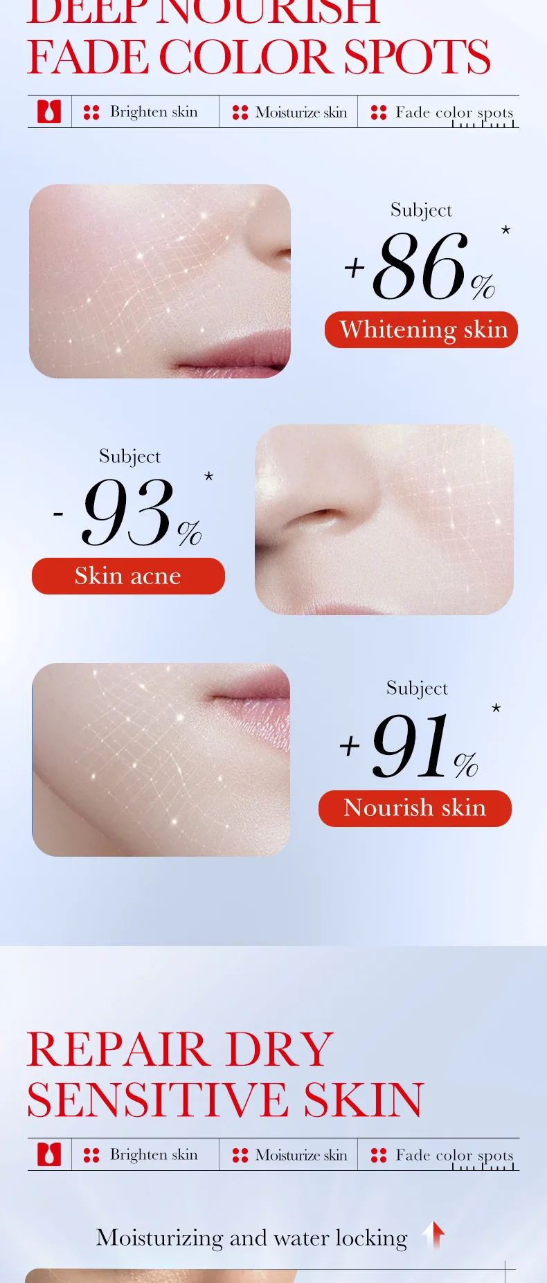 Detail close-up of SADOER kojic acid whitening and freckle removing cream brightening melanin face cream cross-border wholesa