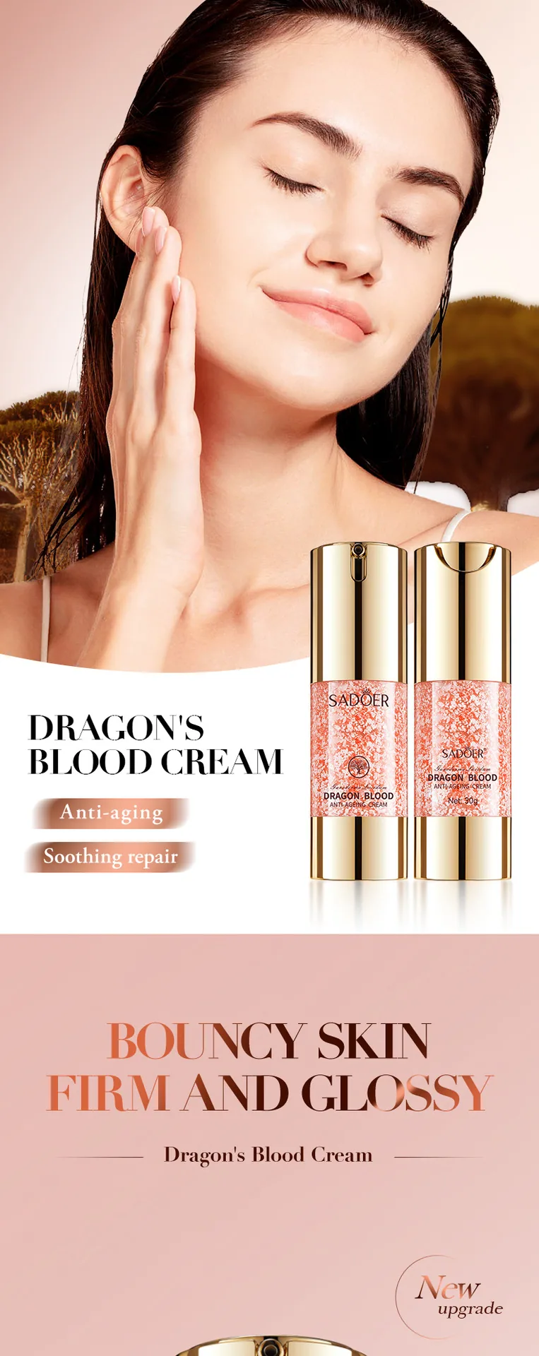 SADOER anti wrinkle face cream is available in multiple specifications. Ganoderma lucidum and dragon blood can replenish wate