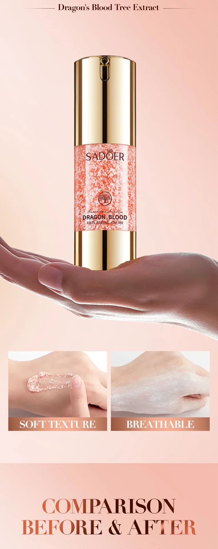 Use scene of SADOER anti wrinkle face cream, facial body care, moisturizing, rejuvenating, fine lines and tightening, authent