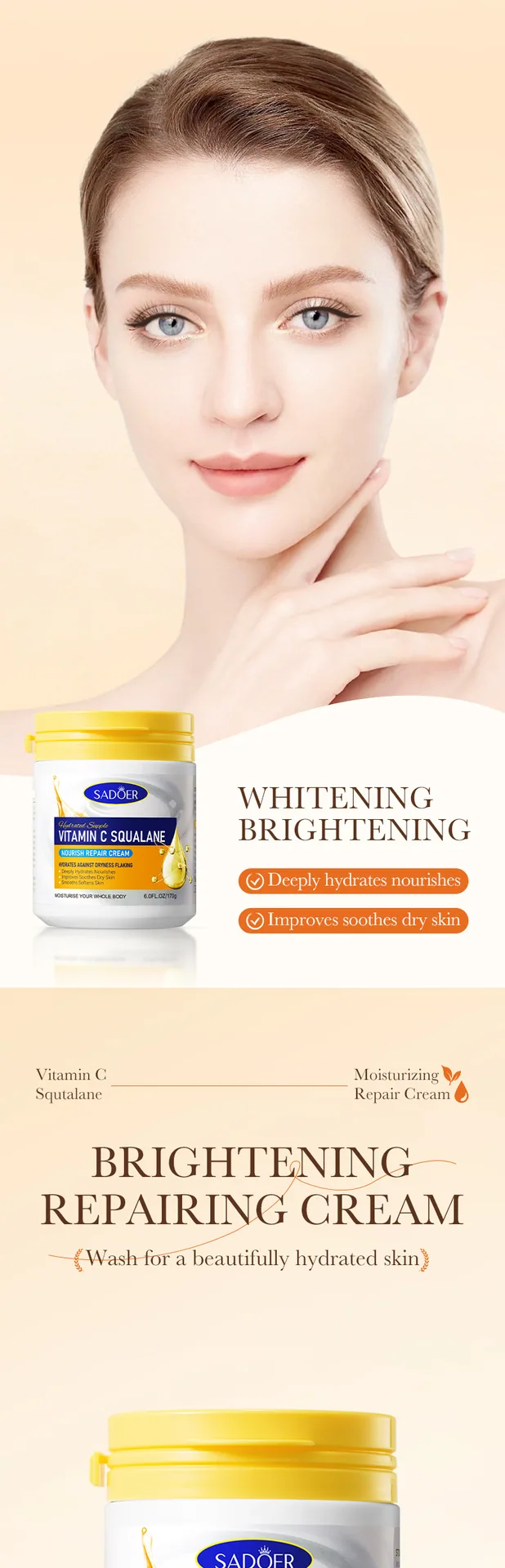 SADOER Vitamin C Squalane Moisturizing&Repairing face cream Dual purpose facial mask Cross border Wholesale Details