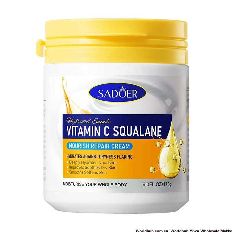 Detailed close-up of SADOER Vitamin C squalane moisturizing and repairing face cream, cross-border wholesale facial body care