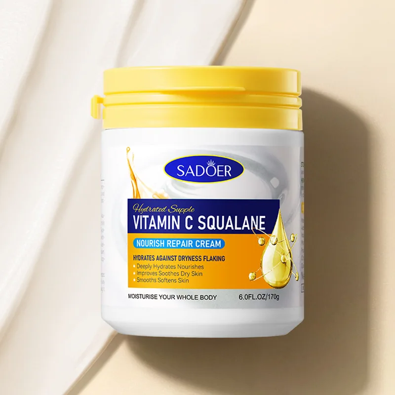 SADOER Vitamin C Squalane Moisturizing Repair Cream for Face and Body Dual Use Details Close up Display Cross border Wholesal