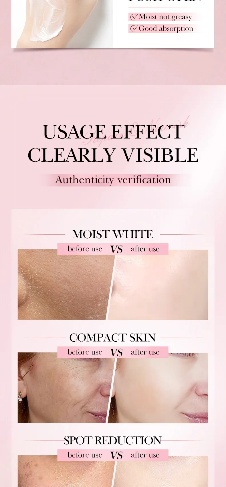 SADOER 4-in-1 Firming and Filling Moisturizing Cream ingredient efficacy display, high moisturizing and revitalizing firming,