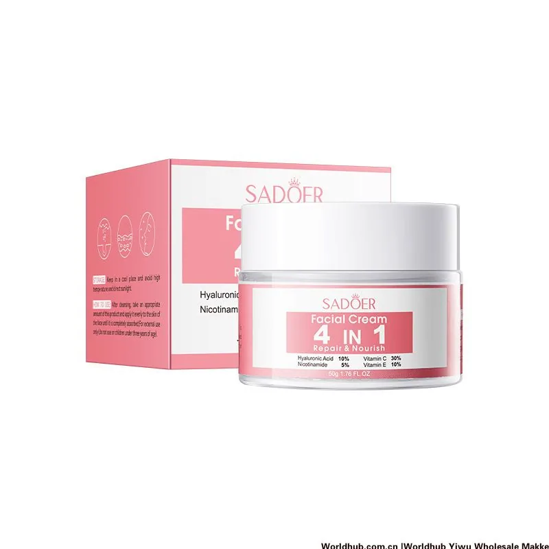 SADOER 4-in-1 Tightening and Filling Cream Ingredients and Efficacy Display, High Moisturizing and Brightening Formula Suitab