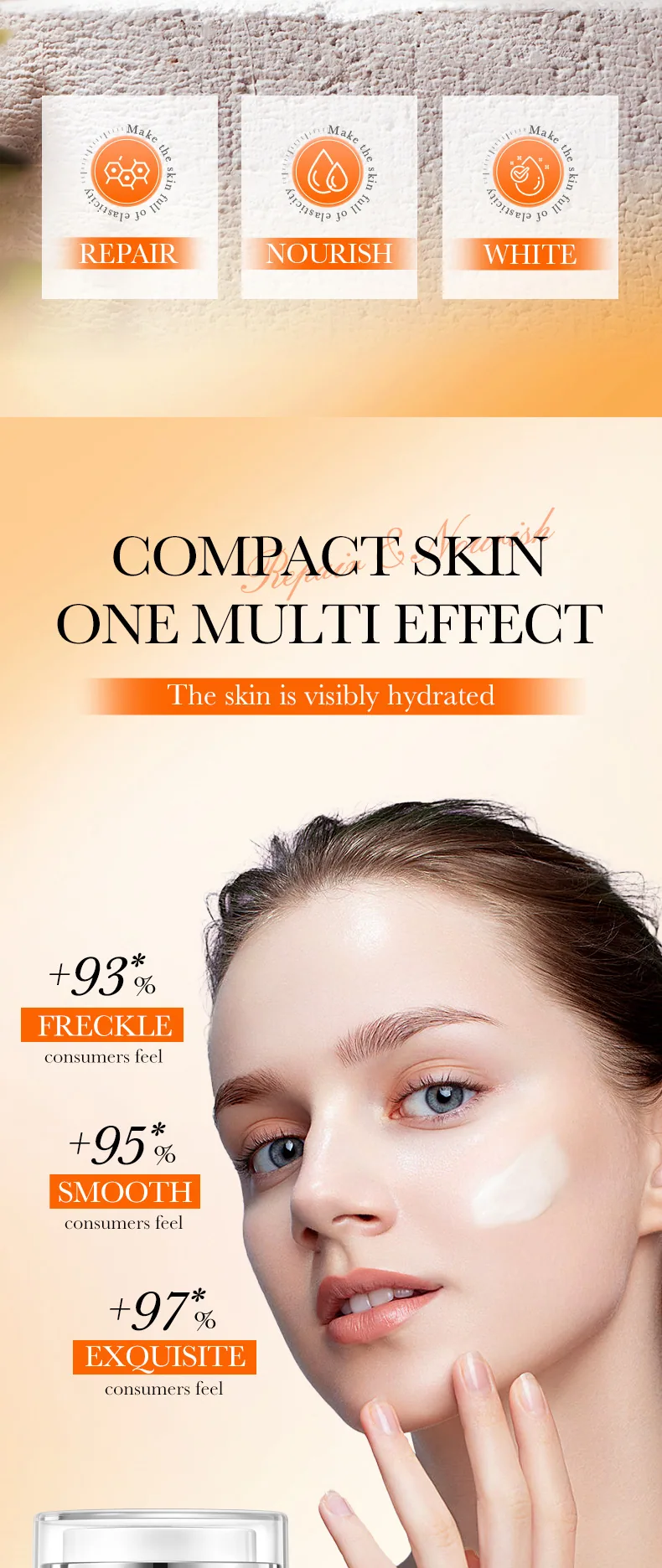 SADOER Vitamin C Whitening&Brightening face cream Detail Feature Moisturizing&Skin Brightening Cross border Wholesale Applica