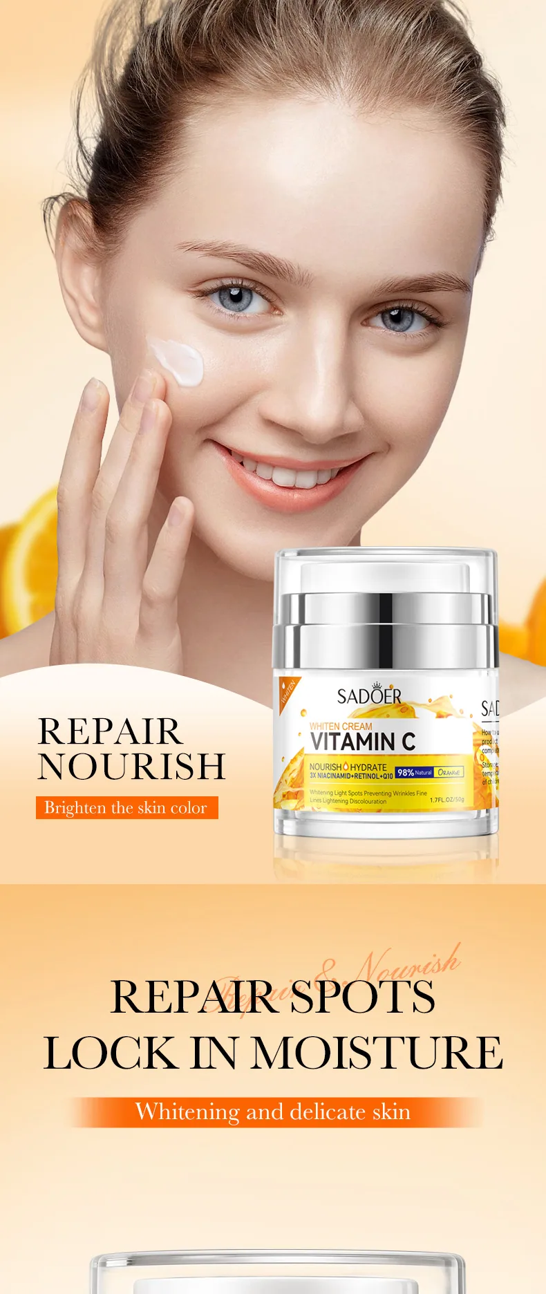 SADOER Vitamin C Whitening&Brightening face cream Cross border Foreign Trade Wholesale Moisturizing&Brightening facial mask