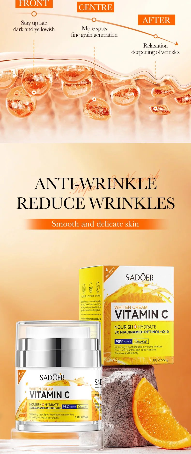 SADOER Vitamin C Whitening&Brightening face cream Moisturizing&Brightening Cross border Foreign Trade Wholesale Page 13 Detai