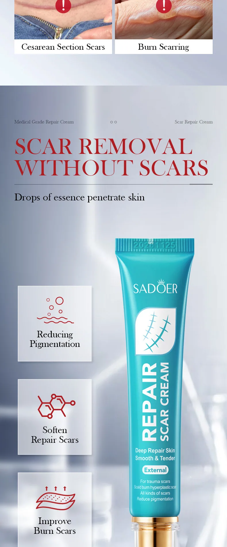 SADOER Scar Repair Cream Cross border Foreign Trade Wholesale Package Multi piece Combination Display Yiwu Manufacturer Suppl