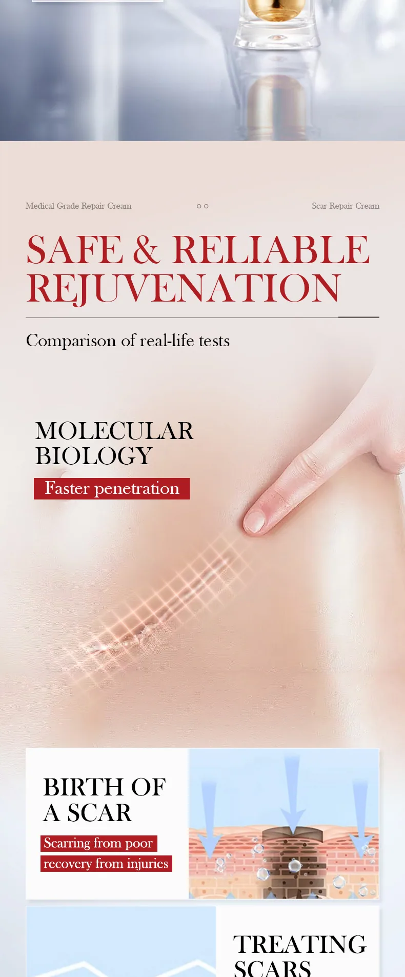 SADOER Scar Repair Cream Physical Detail Display Cream Color and Packaging Texture Manufacturer Direct Supply Wholesale