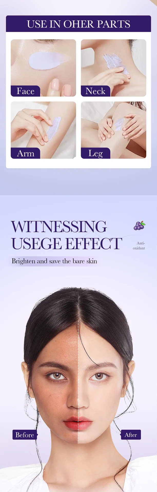 SADOER Grape Seed concealer Brightening Cream Texture Composition Details Grape Seed essence Brightening Skin cross-border wh