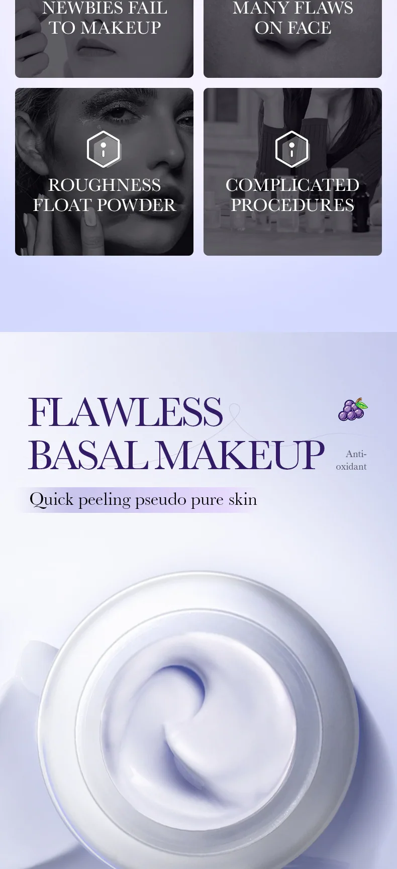 A close-up of the composition process of SADOER Grape Seed concealer Skin Brightening Cream, and the details of the grape see