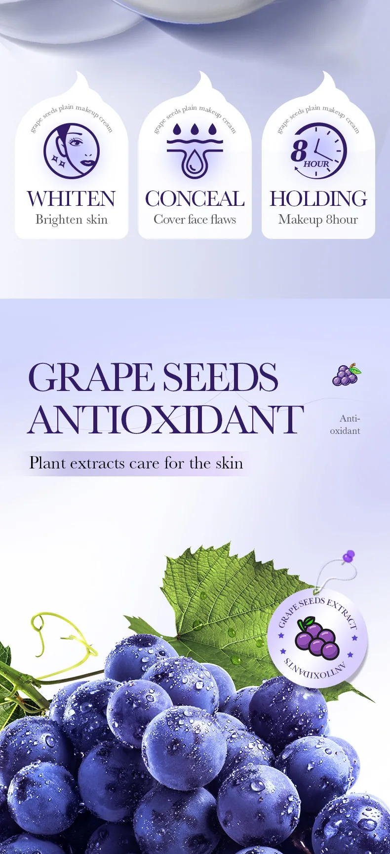 Use scene of SADOER grape seed concealer cream shows daily makeup concealer brightening skin care wholesale