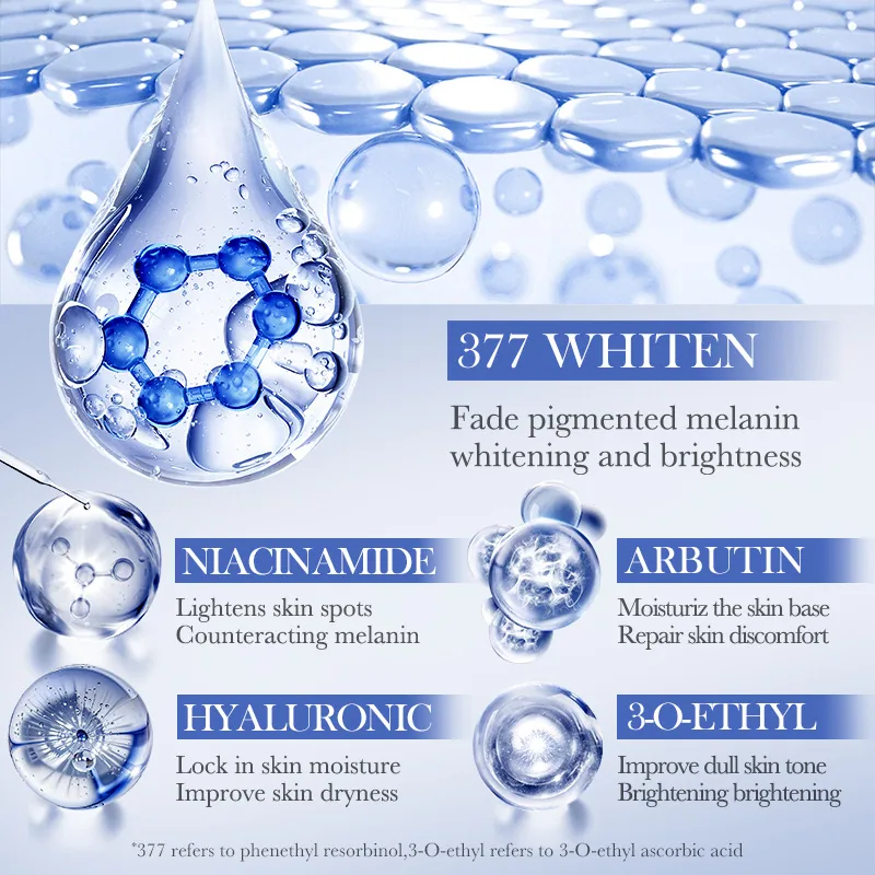 Display of the outer packaging box of SADOER whitening and freckle-removing essence milk, with product information labeling f
