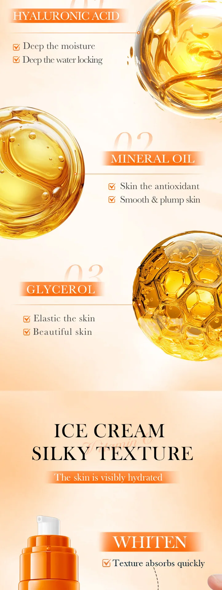 BIOAQUA Vitamin C Whitening Antioxidant lotion Moisturizing essence before and after use
