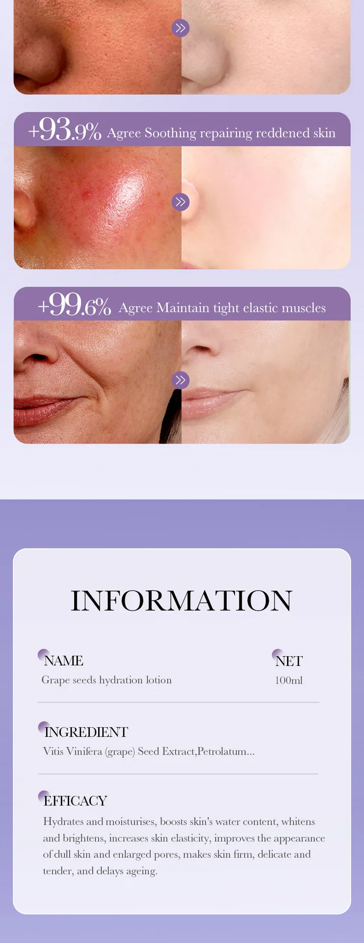 Trial scene of SADOER grape seed antioxidant lotion on the back of the hand, moisturizing essence milk is easy to absorb, cro