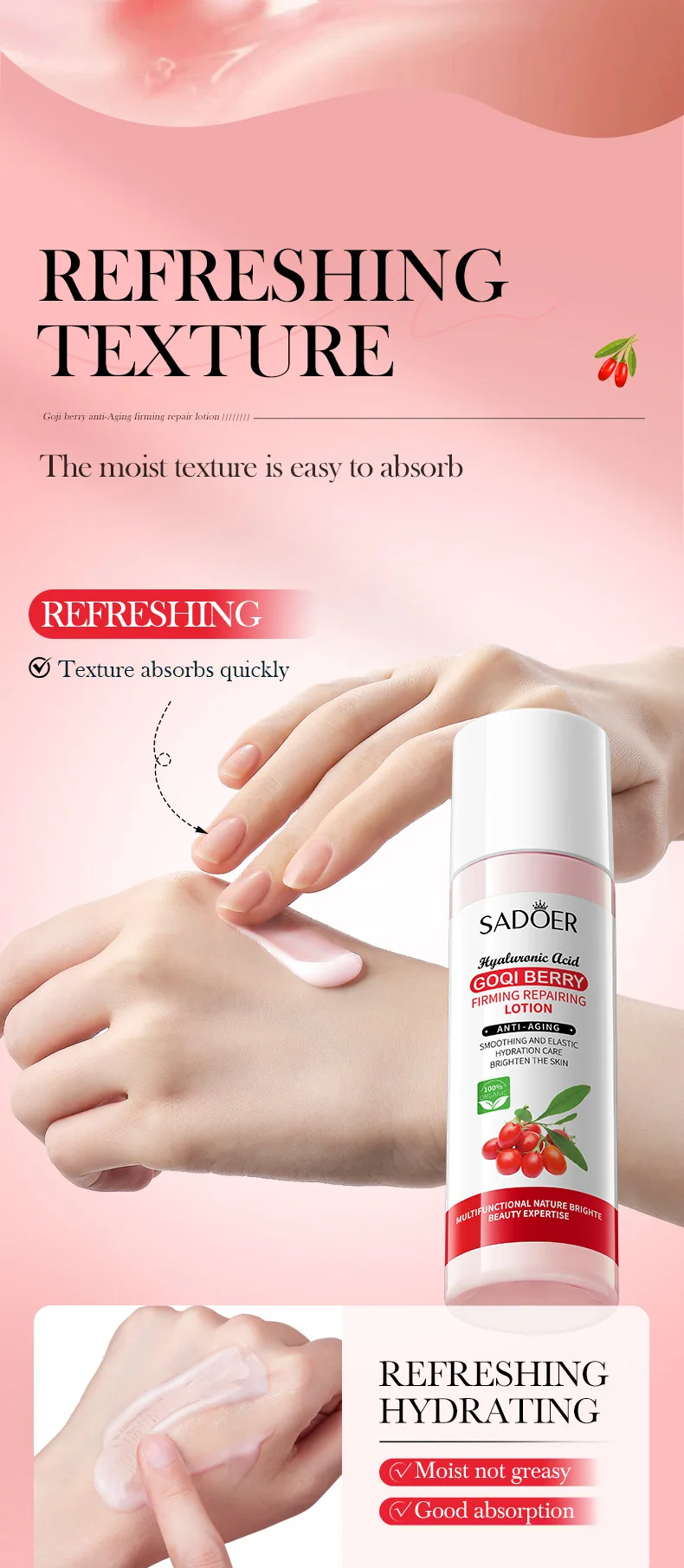 SADOER Lycium Buckle Anti wrinkle Firming Repair lotion Usage Scenarios Facial Application Moisturizing Wholesale Source