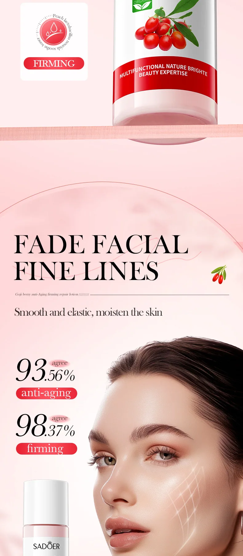 SADOER Lycium Buckle Anti wrinkle Firming Repair lotion Dropper Access Display Water Replenishment and Moisturizing Wholesale