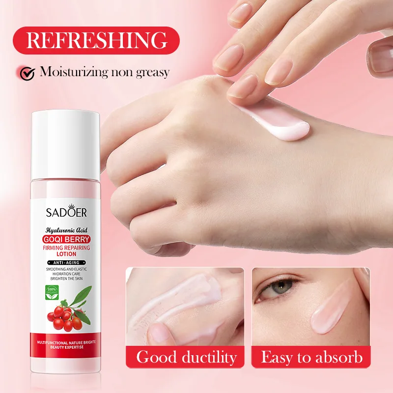 Use scene of SADOER Lycium Buckle Anti wrinkle Repair lotion, which can be applied on the face and body to moisturize and res