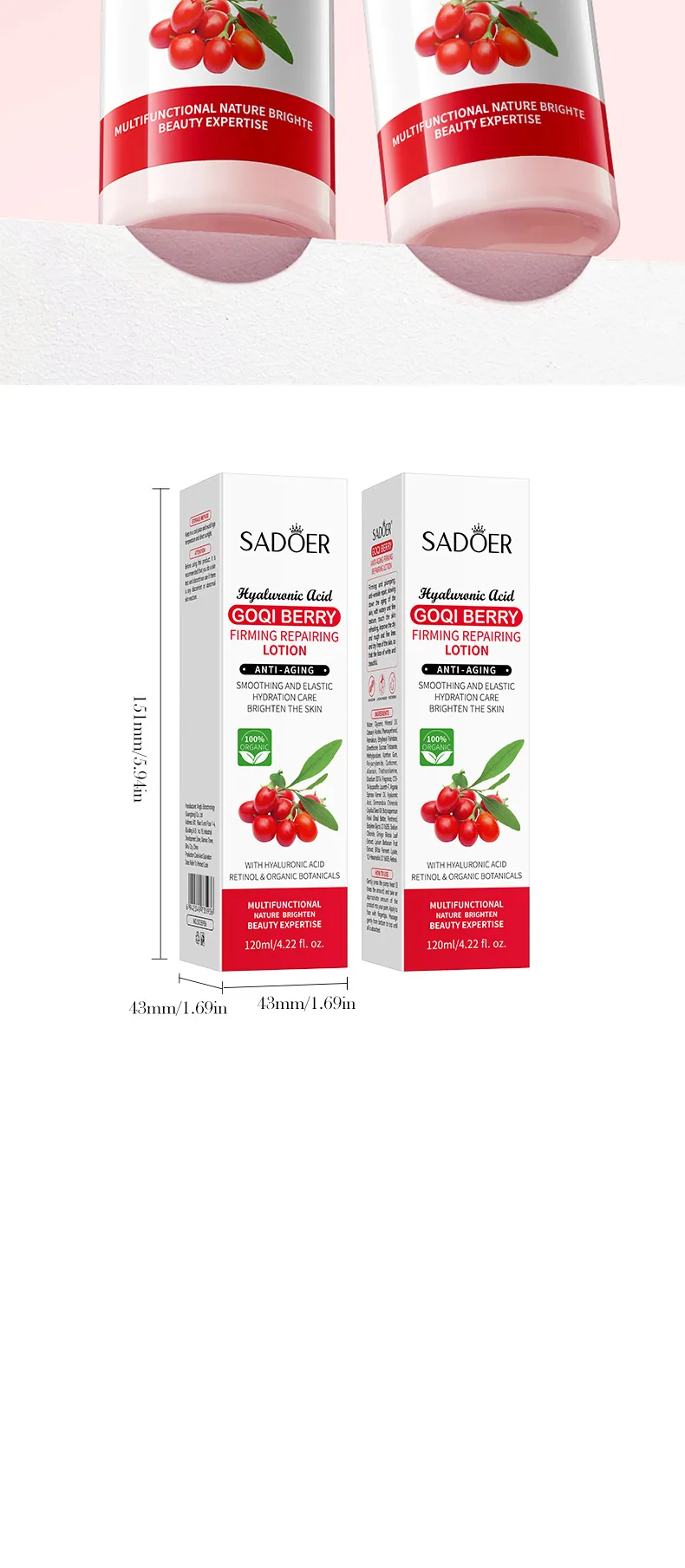 SADOER Lycium Anti wrinkle Firming Repair lotion Texture Feature Moisturizing Wholesale Yiwu Ouou Import and Export