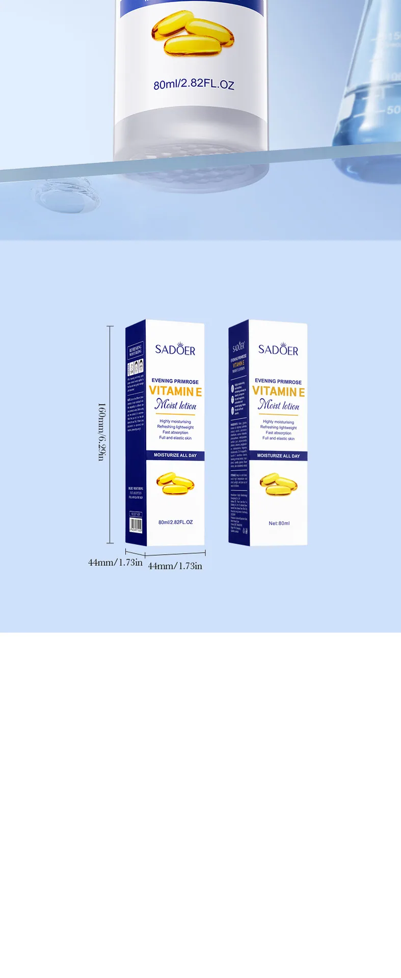 SADOER Evening Primrose Vitamin E lotion Face and Body Use Scenarios High moisturizing Firming Emulsion Cross border E-commer