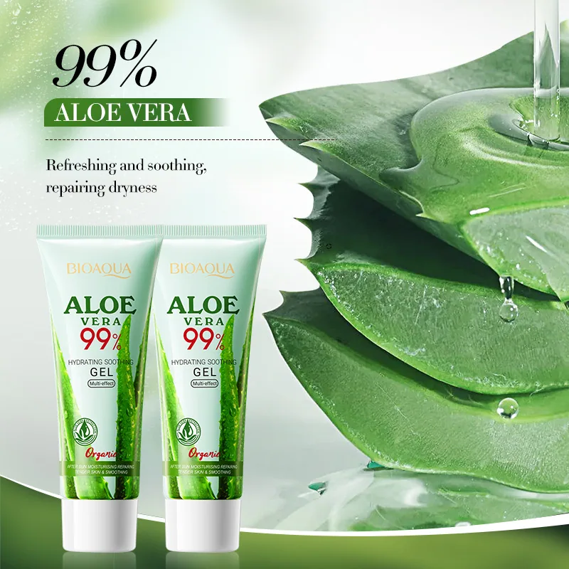 BIOAOUA Aloe Vera Gel Истифодаи саҳнаи Намоиши Apparel рӯ Moisturizer ором пӯст яклухт