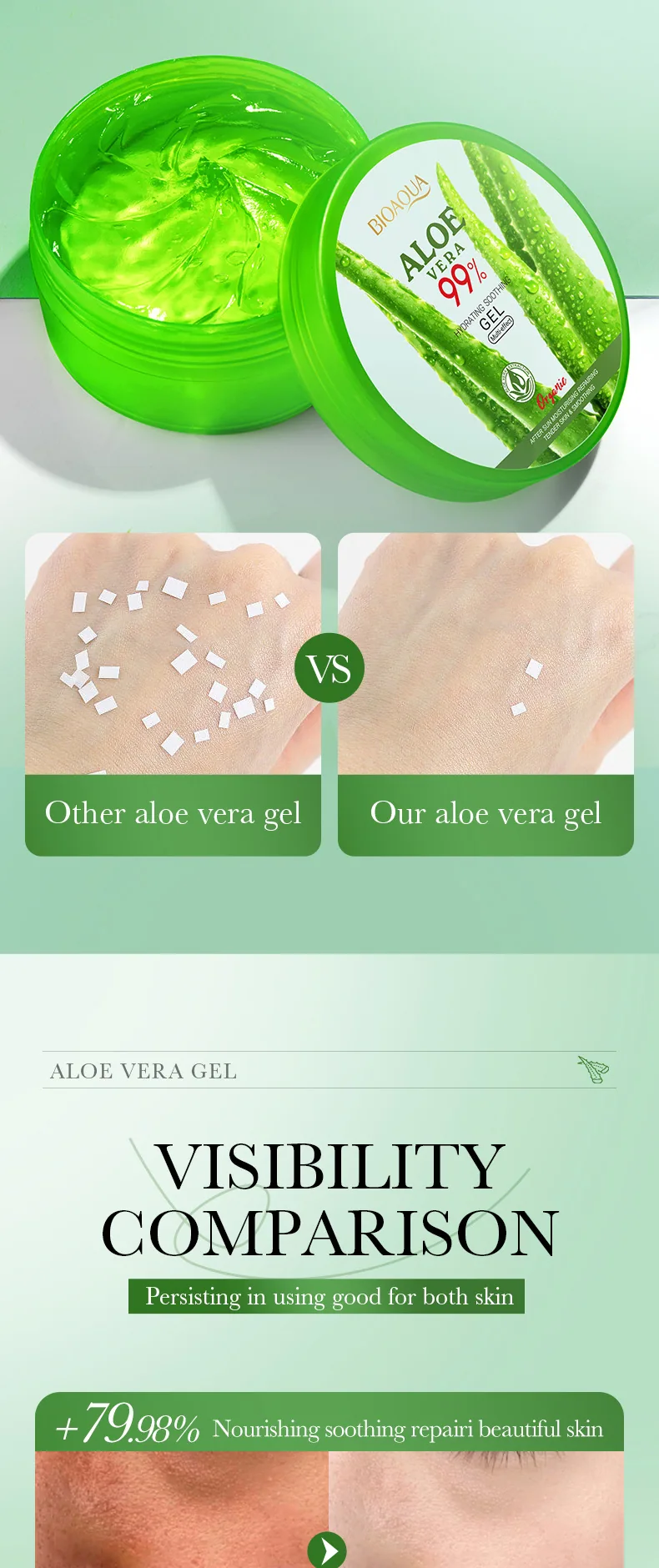 BIOAOIA Aloe gel 300g cross-border wholesale facial care, Yiwu Oou import and export supply
