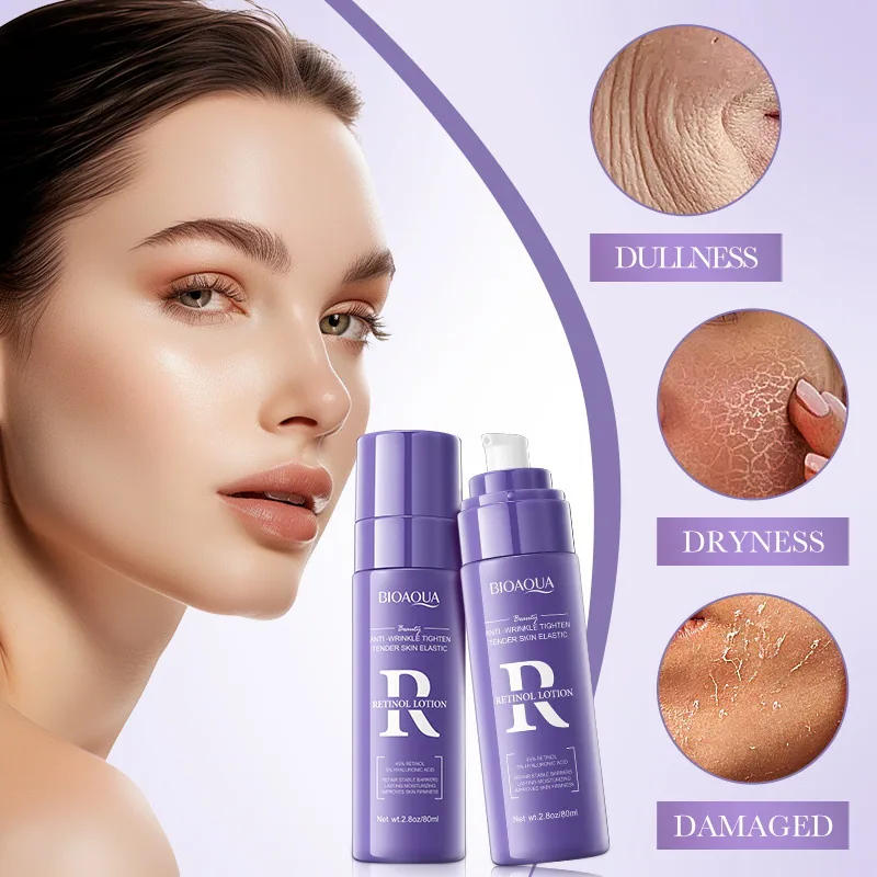 BIOAOUA Retinol lotion is applied on the back of the hand to show moisturizing and firming skin cross-border trade wholesale