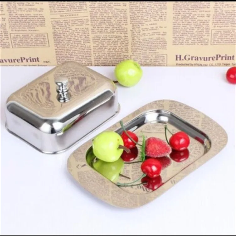 Butter box European stainless steel butter box butter dish Dim sum box western food cheese box bread box pastry box 2