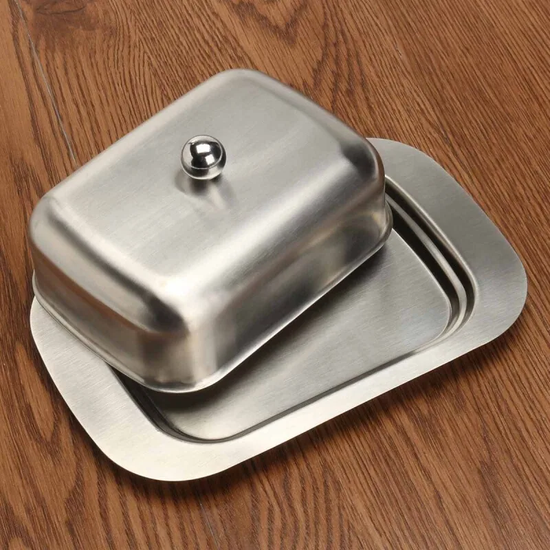 Butter box European stainless steel butter box butter dish Dim sum box western food cheese box bread box pastry box
