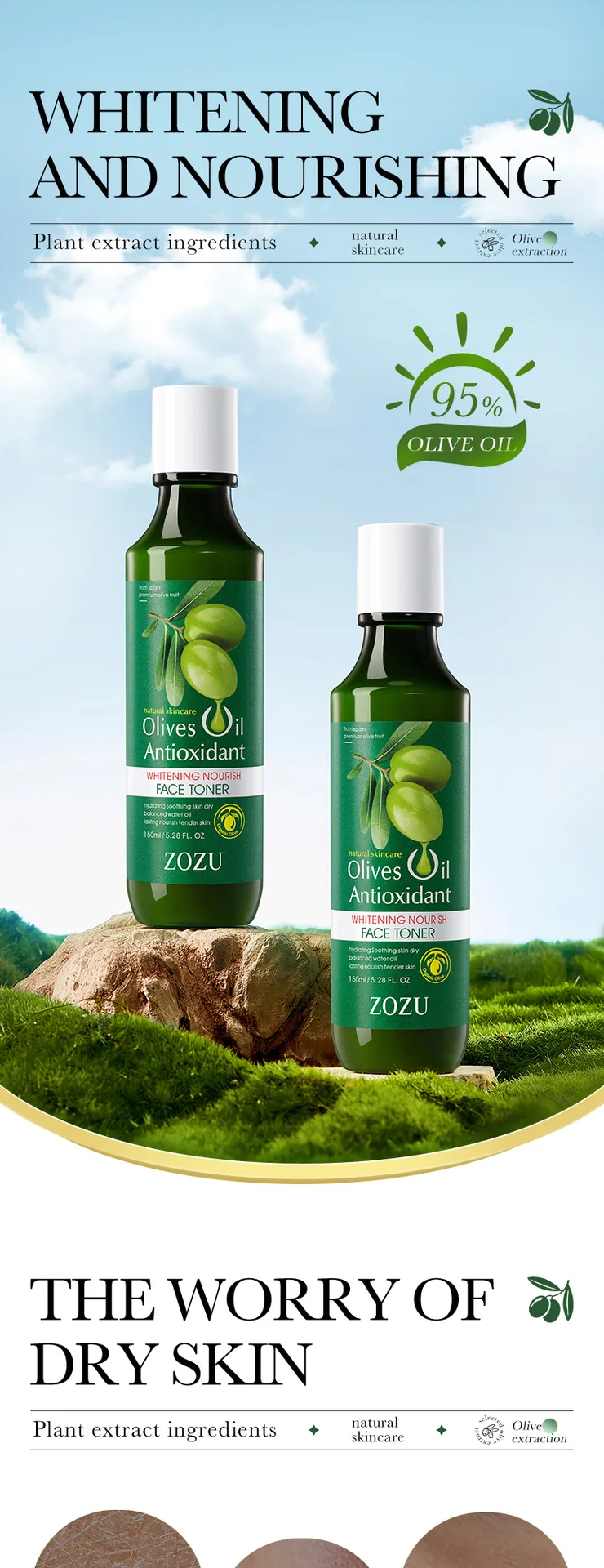 ZOZU olive oil lotion bottle size, capacity and service life reference, foreign trade wholesale selection