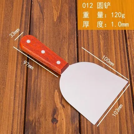 Cooking teppanyaki, stainless steel steak scraper, pizza pan, hand cranked pancake tool, triangular shovel, pancake shovel 13