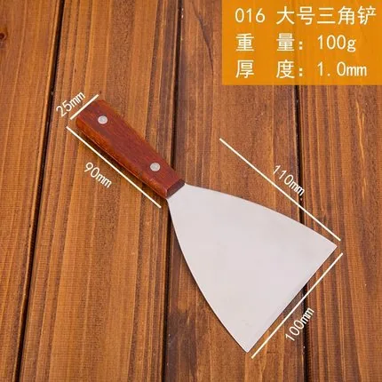 Cooking teppanyaki, stainless steel steak scraper, pizza pan, hand cranked pancake tool, triangular shovel, pancake shovel 3