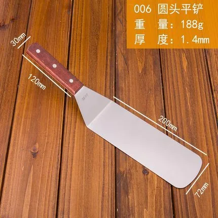 Cooking teppanyaki, stainless steel steak scraper, pizza pan, hand cranked pancake tool, triangular shovel, pancake shovel