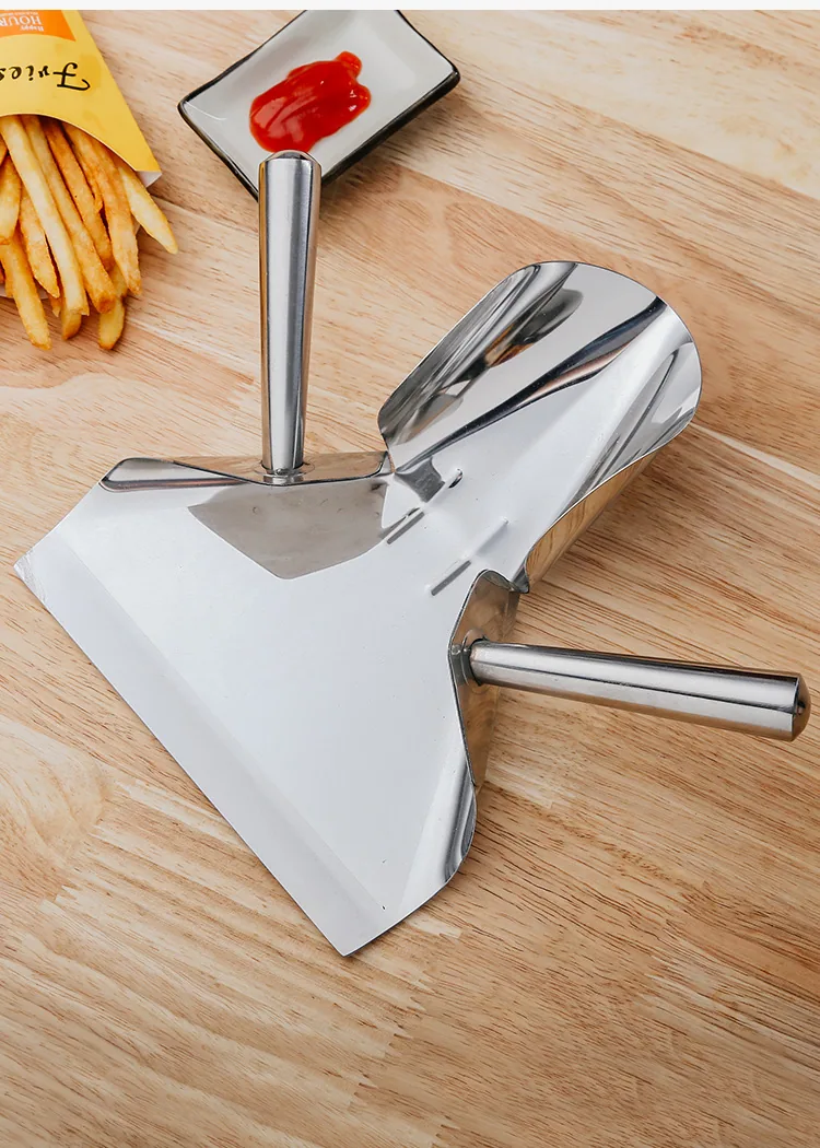 Stainless steel commercial packaging French fry shovel KKC French fry shovel single handle double handle packaging shovel 2