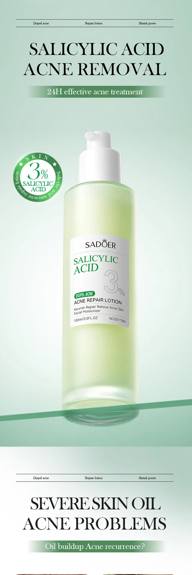 SADOER Salicylic Acid Acne Removing&Repairing essence Moisturizing Refreshing Lotion Cross border Wholesale Skin Care essence