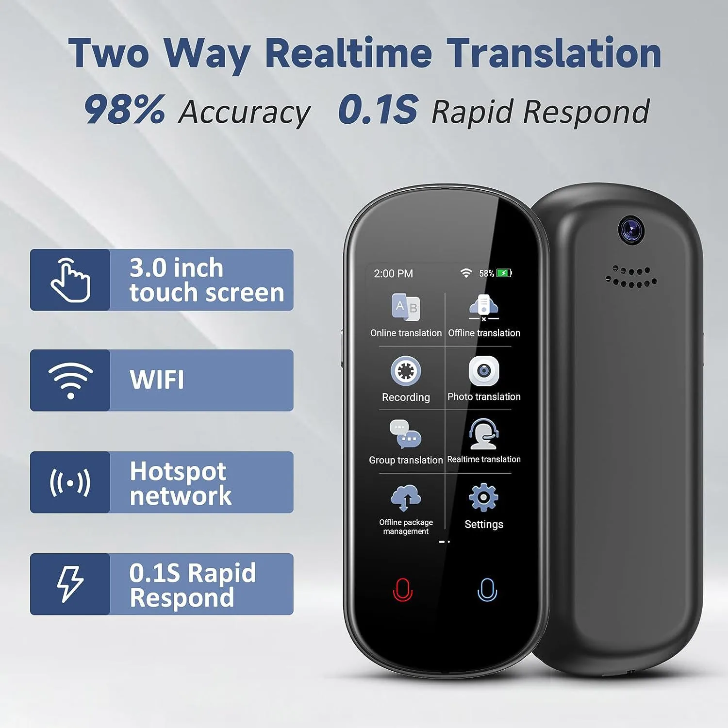 VoiceTranslator language translator Z2 real-time two-way translation supports 138 languages and cross-border hits 40