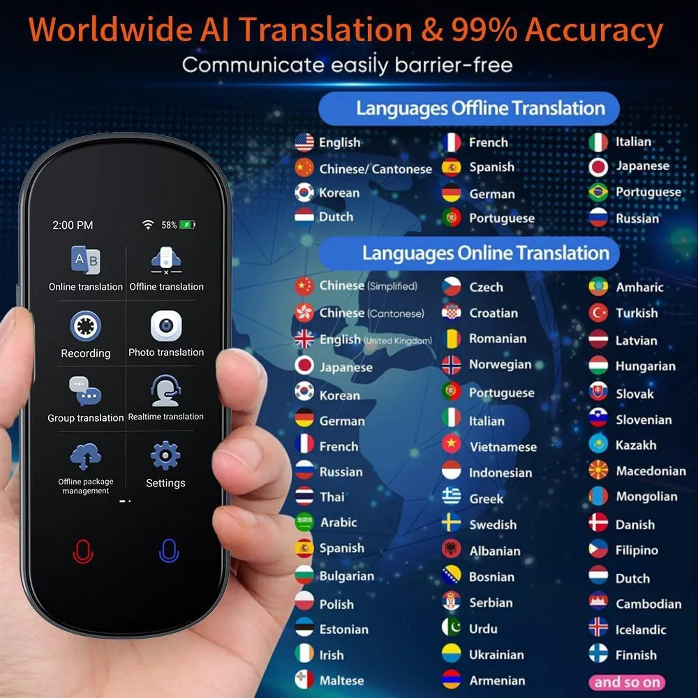 VoiceTranslator language translator Z2 real-time two-way translation supports 138 languages and cross-border hits 34