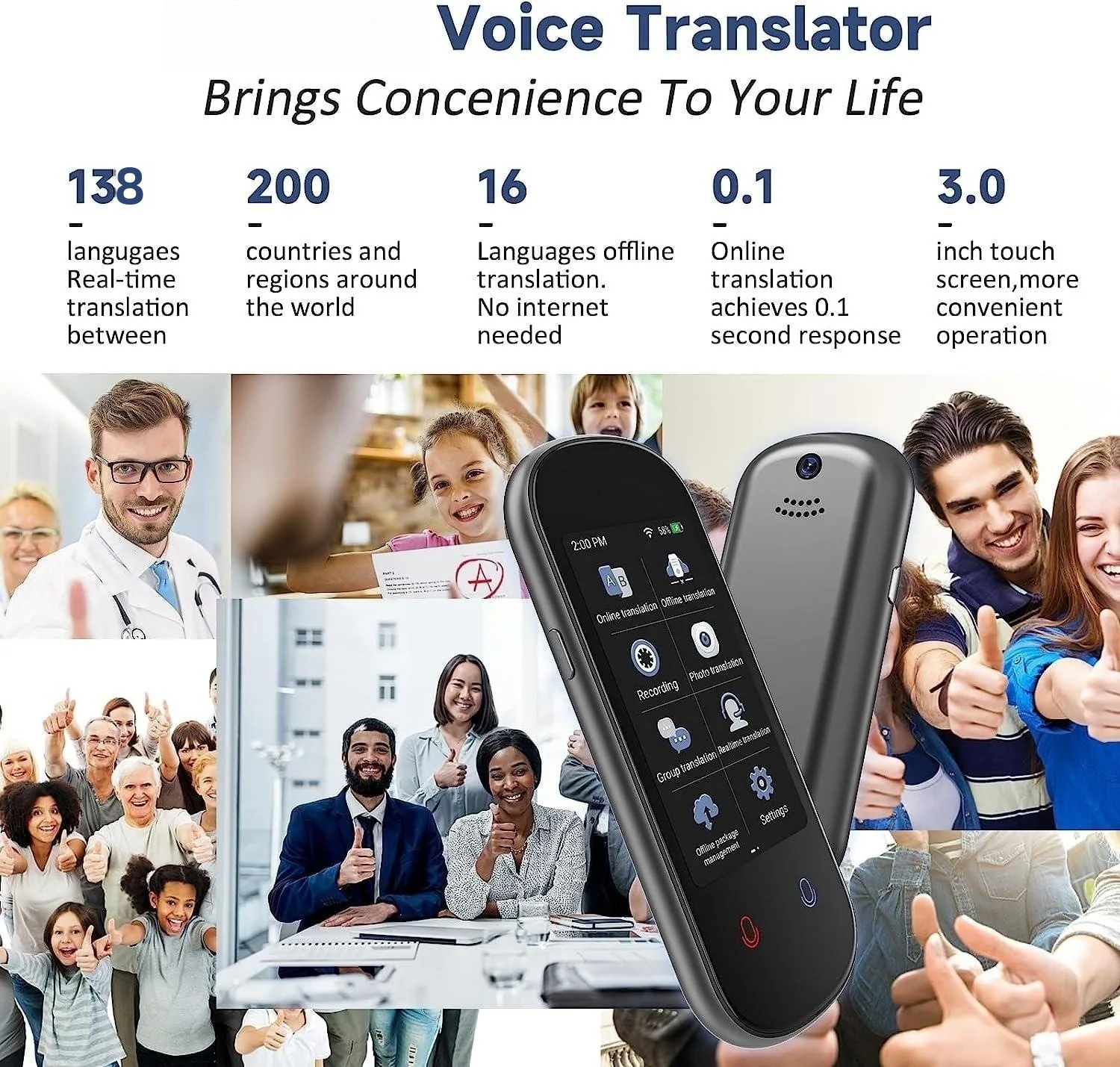 VoiceTranslator language translator Z2 real-time two-way translation supports 138 languages and cross-border hits 31