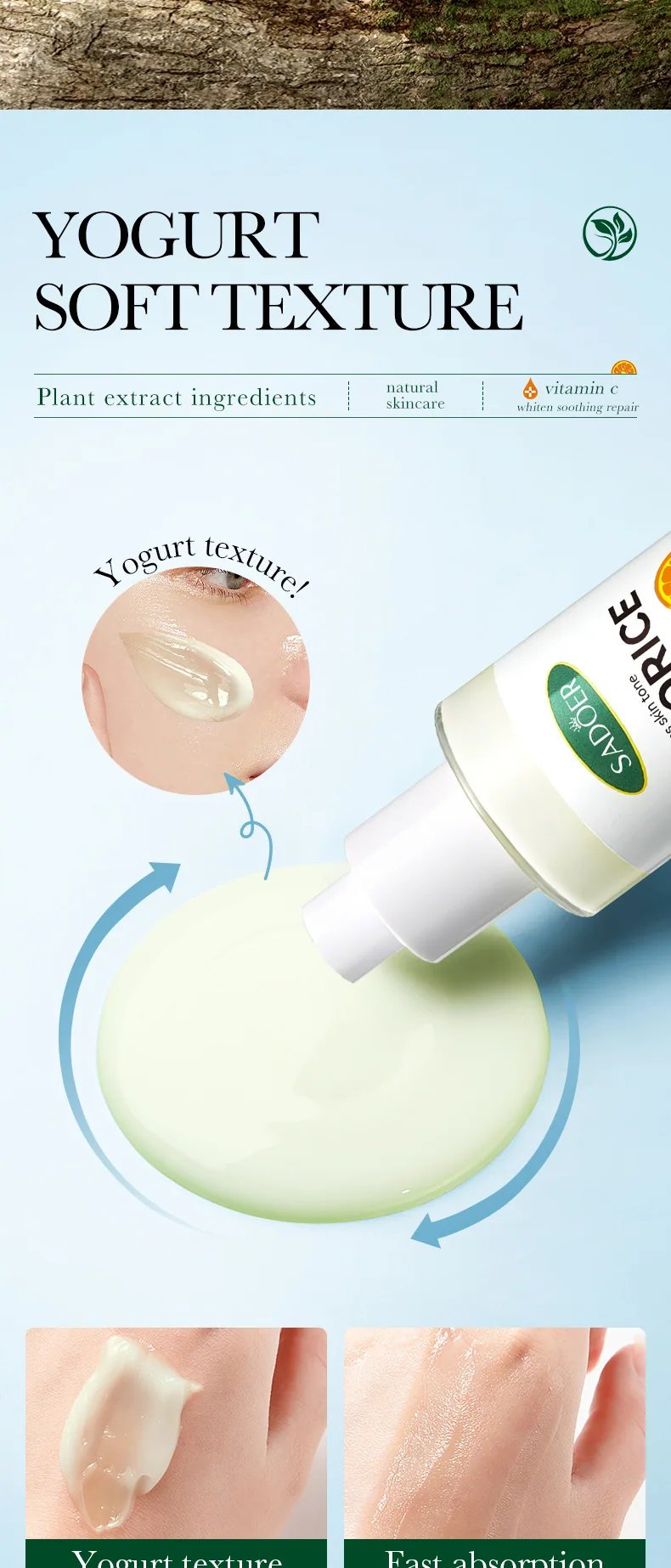 SADOER licorice VC moisturizing, whitening and repairing milk brightening lotion facial mask features details to show delicat