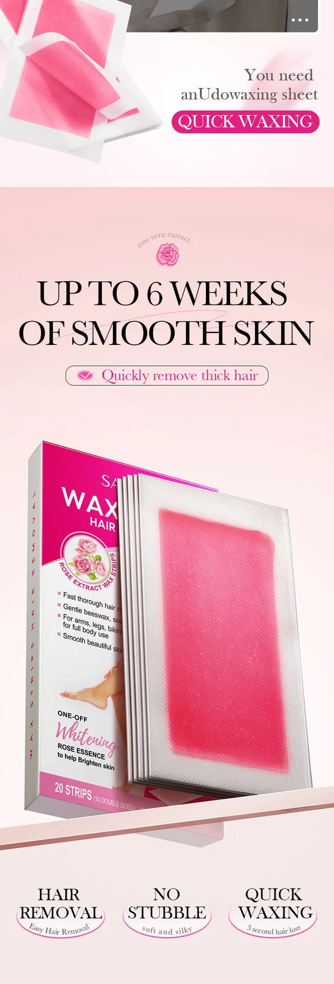 SADOER Rose Double sided Wax Paper Available in Multiple Colors for Display, Underarm and Leg Cleaning and Hair Removal Cross