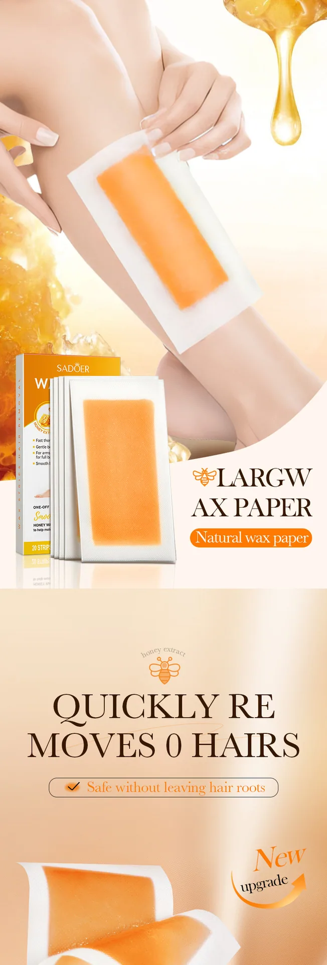 SADOER hair removal wax paper armpit usage scene picture, easy to clean armpit hair to keep skin smooth and delicate