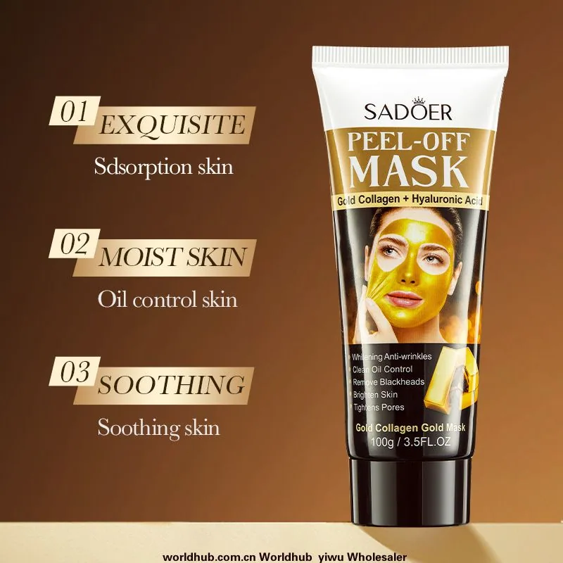 SADOER Gold Collagen Blackhead Cleansing Peel Pull Mask Adsorption Blackhead Removal Cross-border Foreign Trade Wholesale