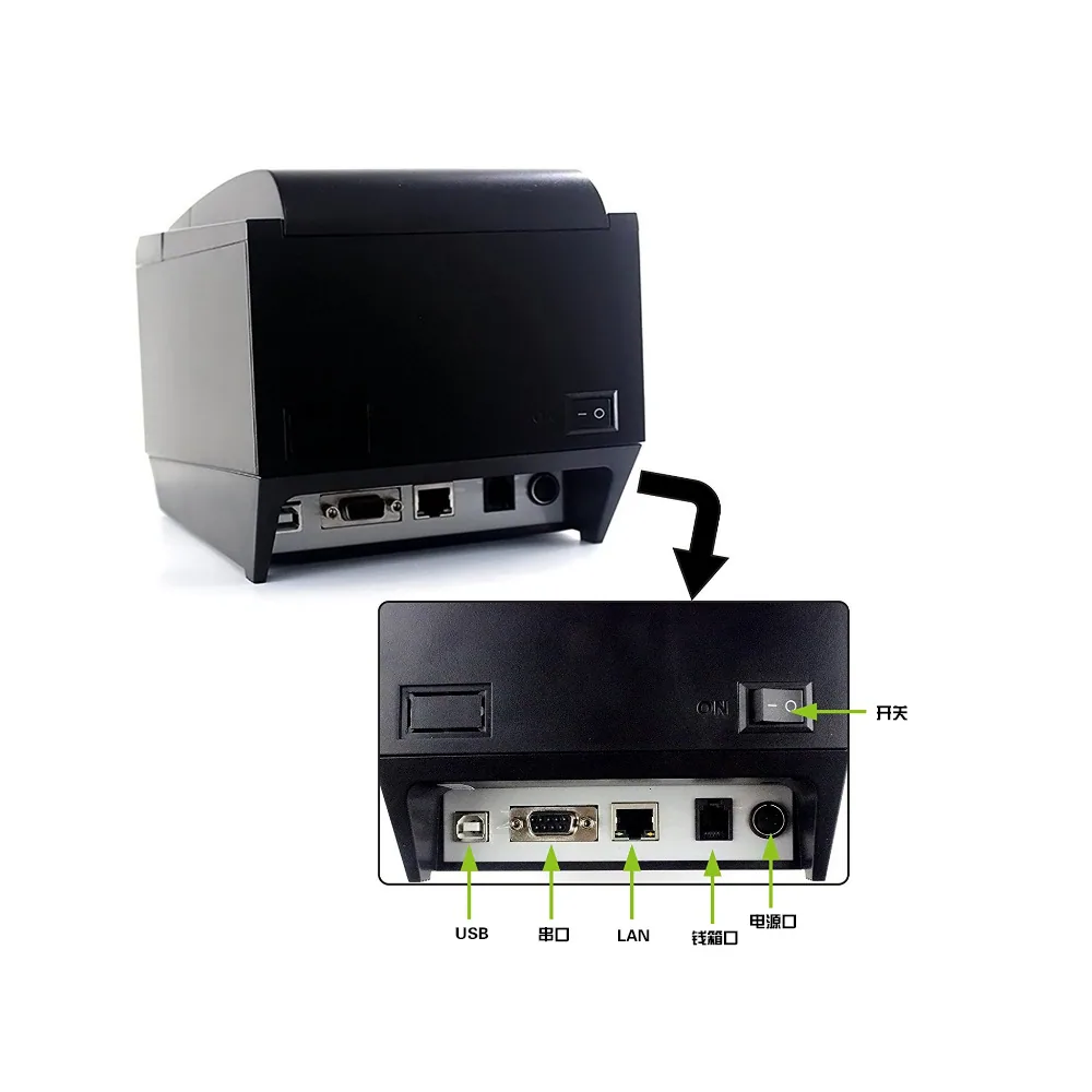SGT-8221 supermarket cashier receipt thermal printer with USB port, network port and serial port. Kitchen receipt printer. 5