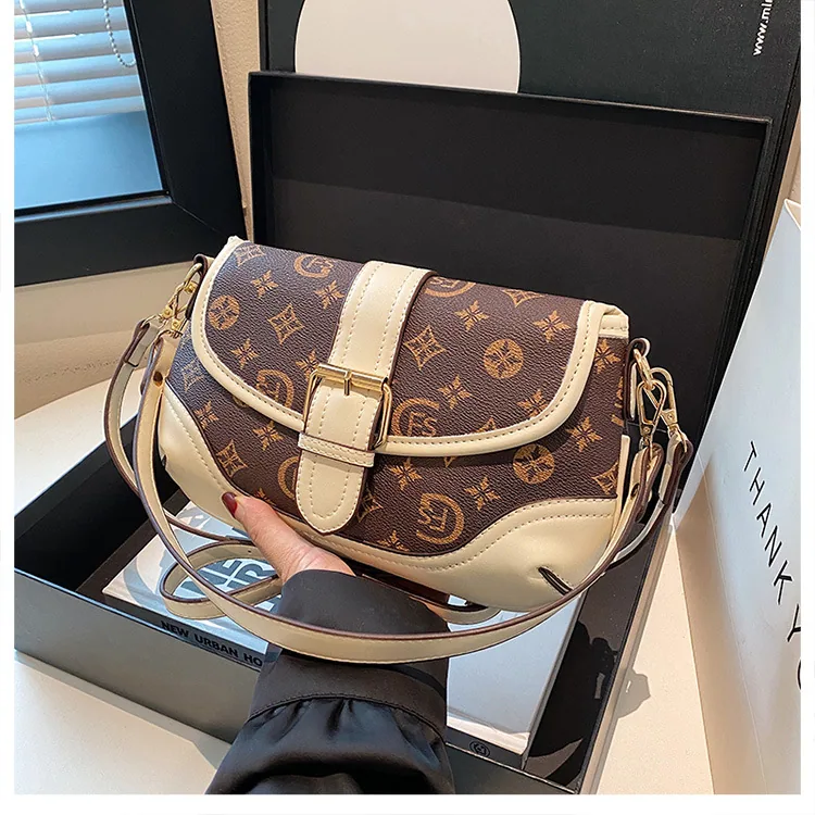 Womens bag new style temperament splicing print niche cross-border popular item versatile wallet no punching shoulder strap fash 2