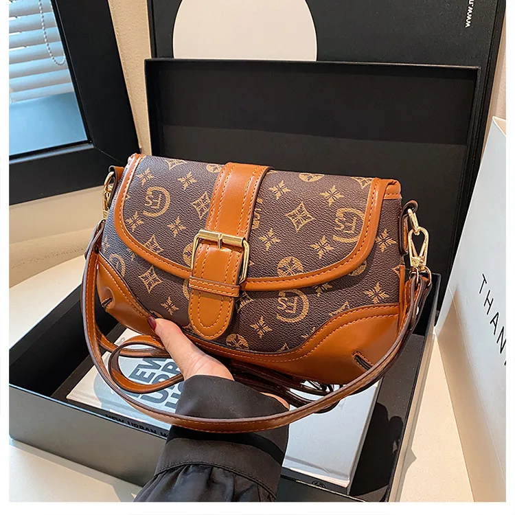 Womens bag new style temperament splicing print niche cross-border popular item versatile wallet no punching shoulder strap f