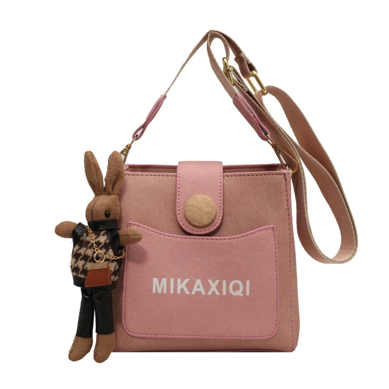 Wholesale 2024 new high-end texture cute temperament denim style small volume large capacity diagonal cross bucket bag womens ba 7